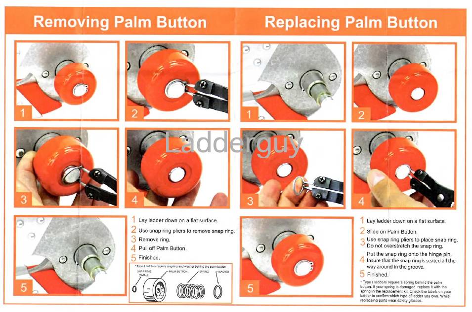 Little Giant Ladder Palm Button Assembly Kit  Instruction Sheet